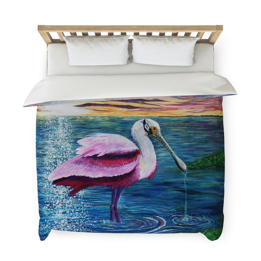 Roseate Spoonbill in the Sun Art Duvet Cover