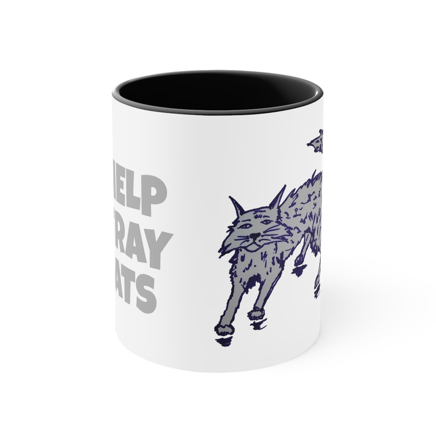 I HELP STRAY CATS Accent Coffee Mug, 11oz