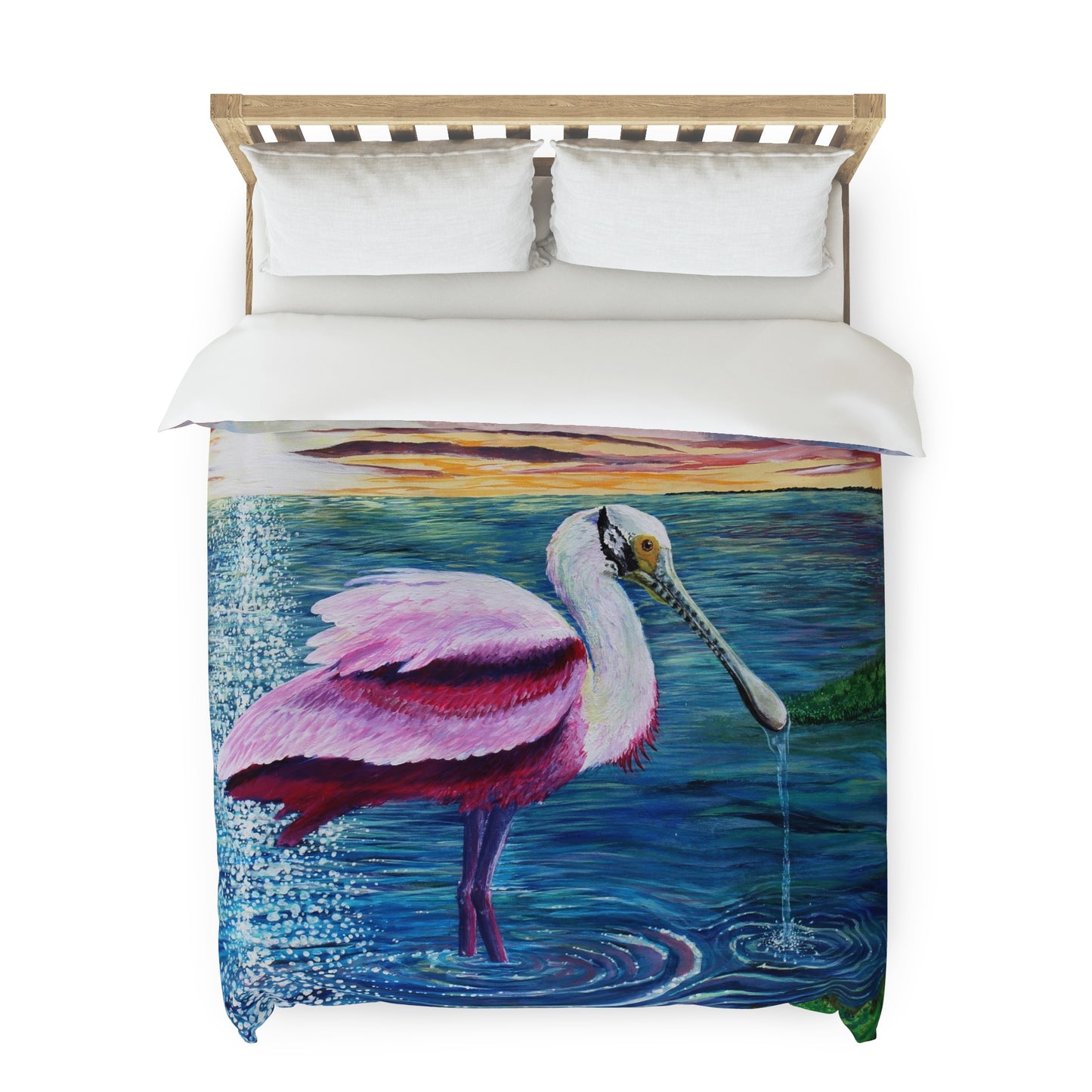 Roseate Spoonbill in the Sun Art Duvet Cover