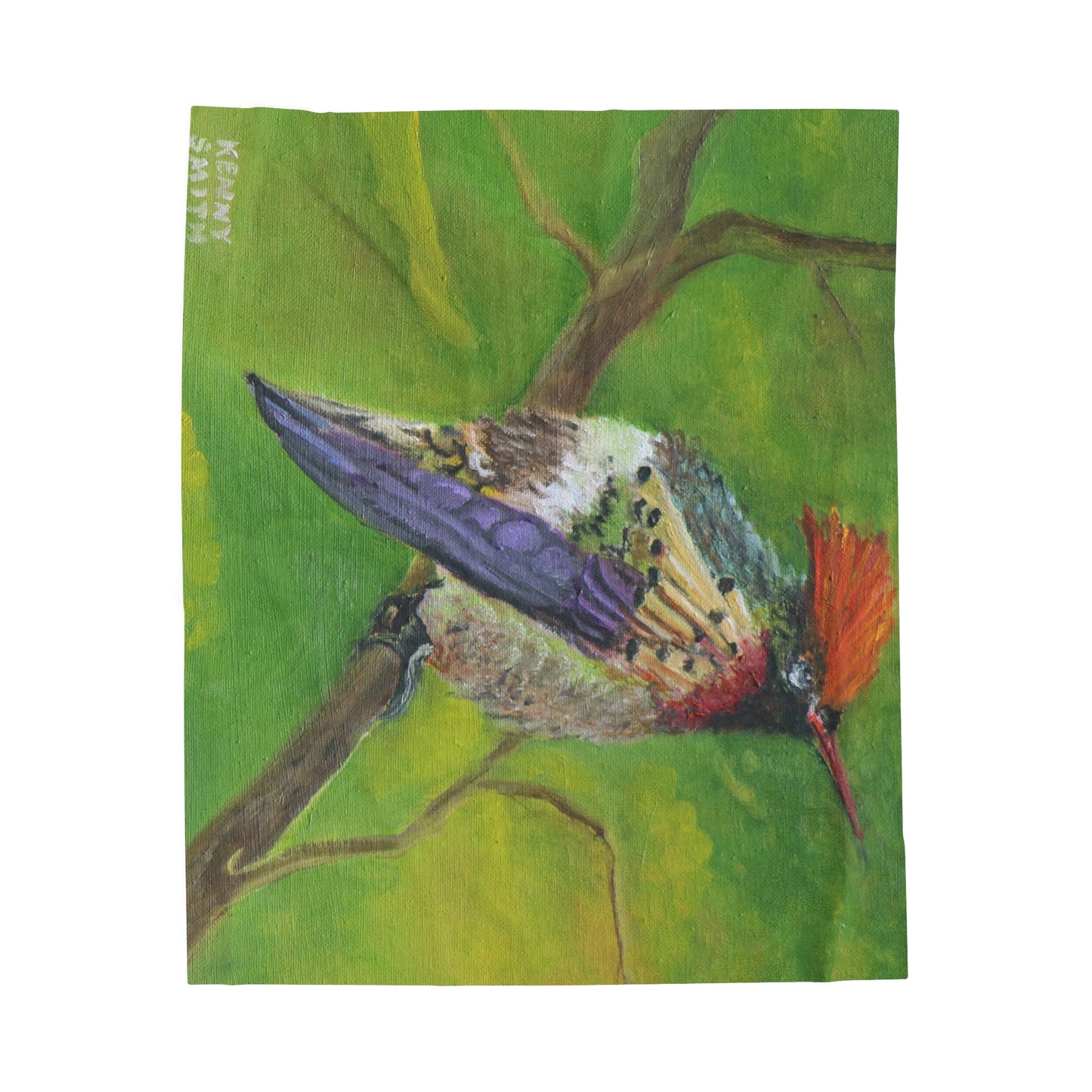 Velveteen Plush Blanket Costa Rican Hummingbird Art by Kenny Smith