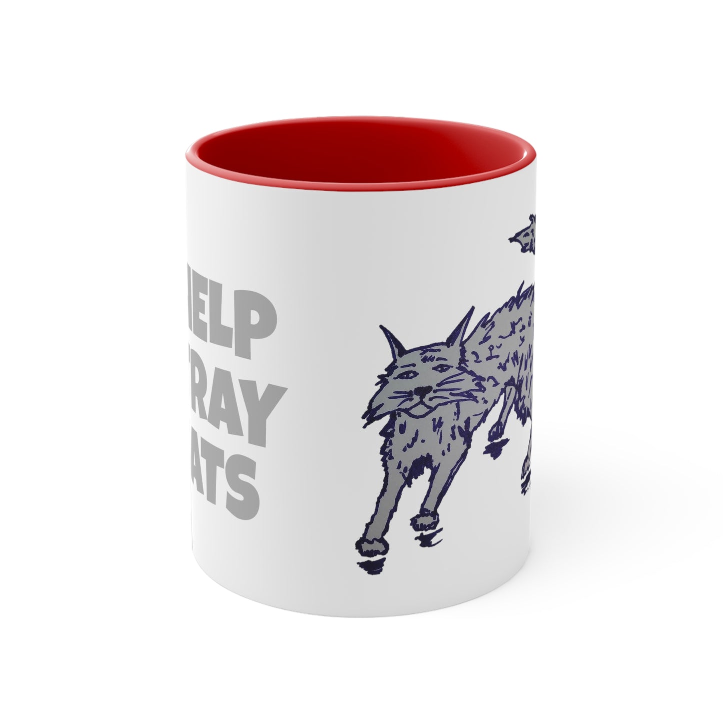 I HELP STRAY CATS Accent Coffee Mug, 11oz