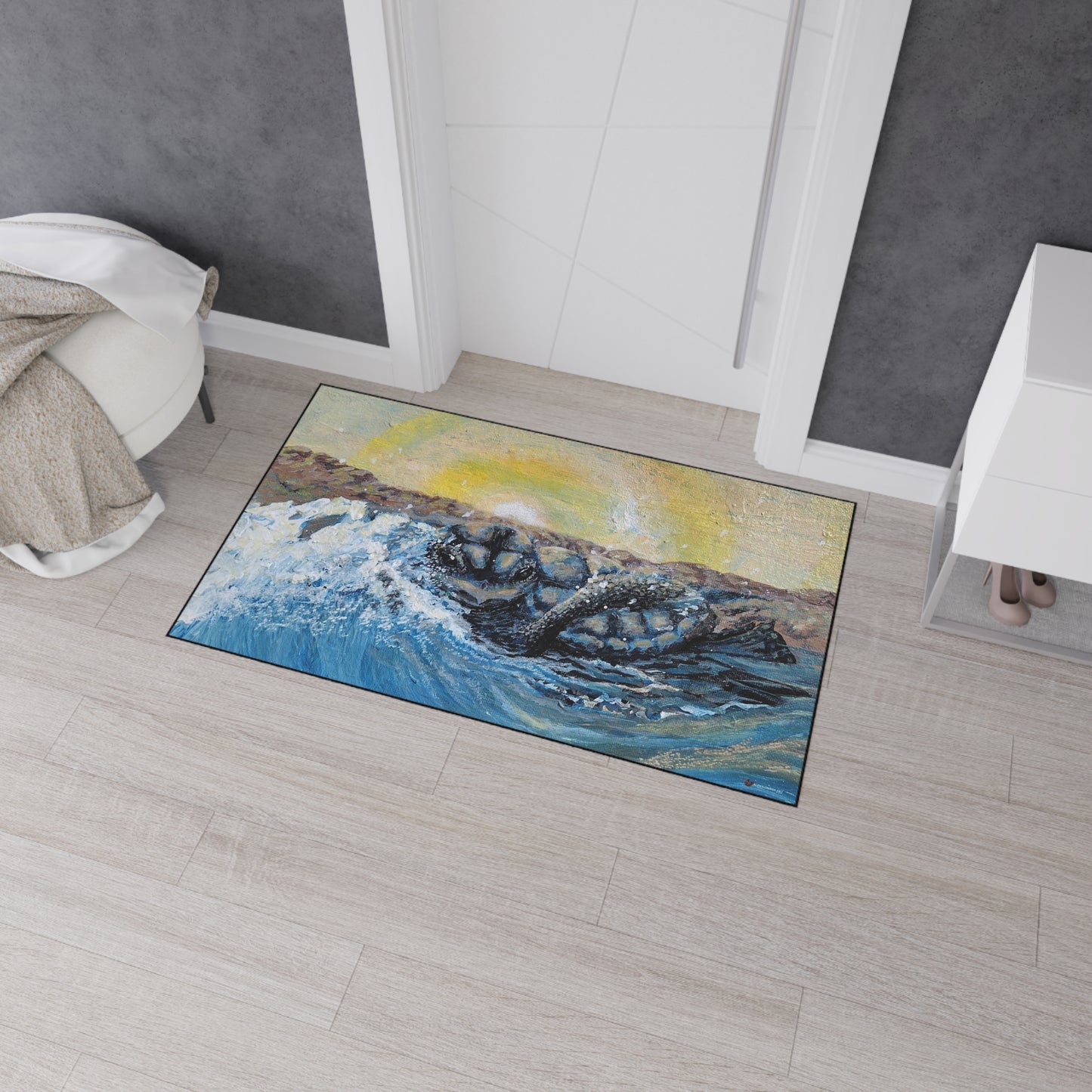 Sea Turtle's First Dawn Heavy Duty Floor Mat