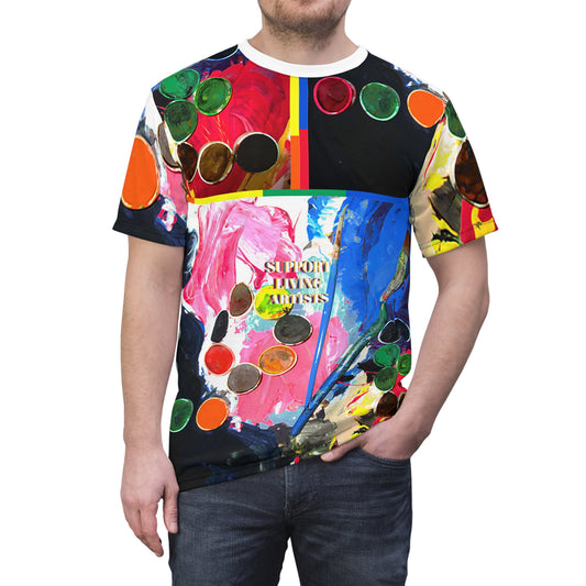 I Support Living Artists 🖌️ Unisex Cut & Sew Tee (AOP)