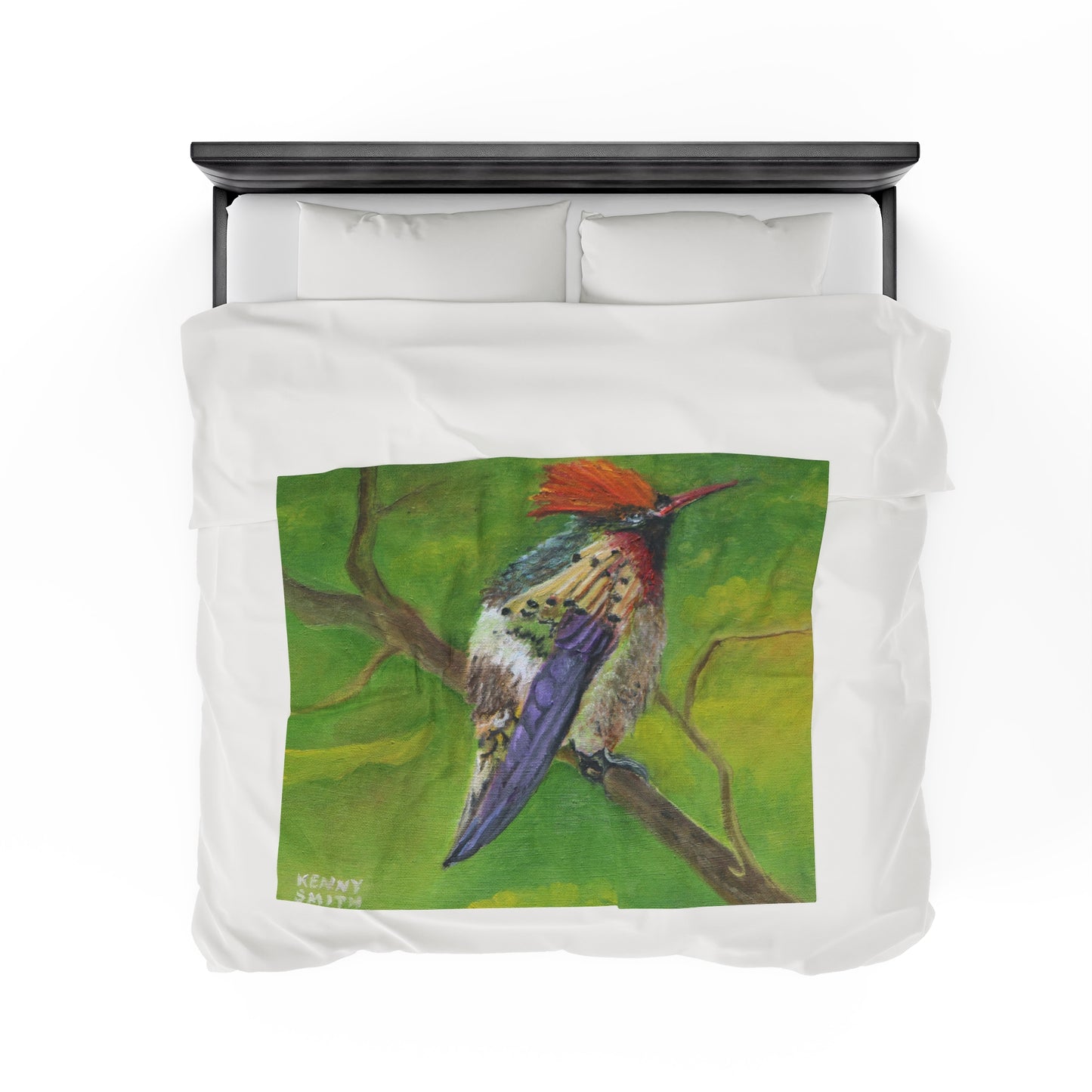 Velveteen Plush Blanket Costa Rican Hummingbird Art by Kenny Smith