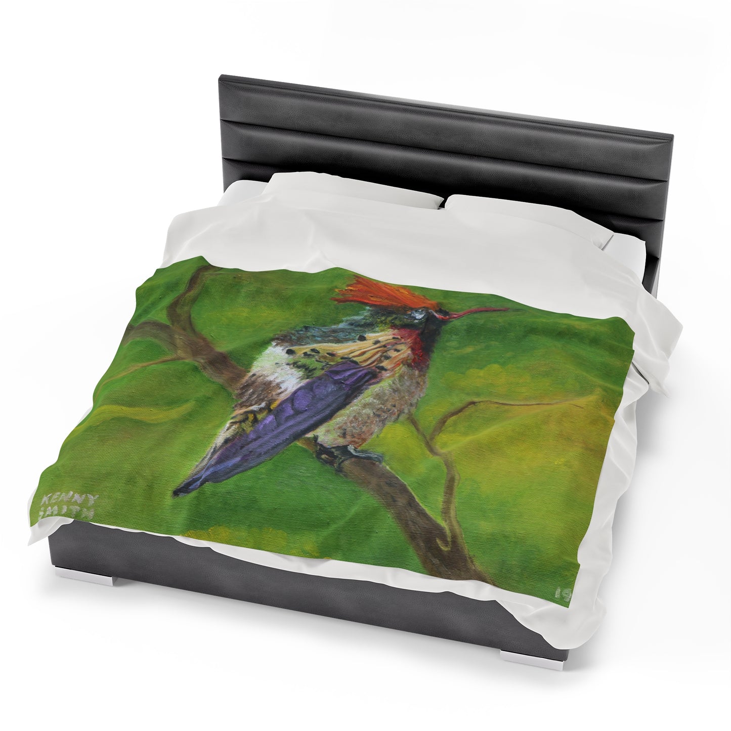 Velveteen Plush Blanket Costa Rican Hummingbird Art by Kenny Smith