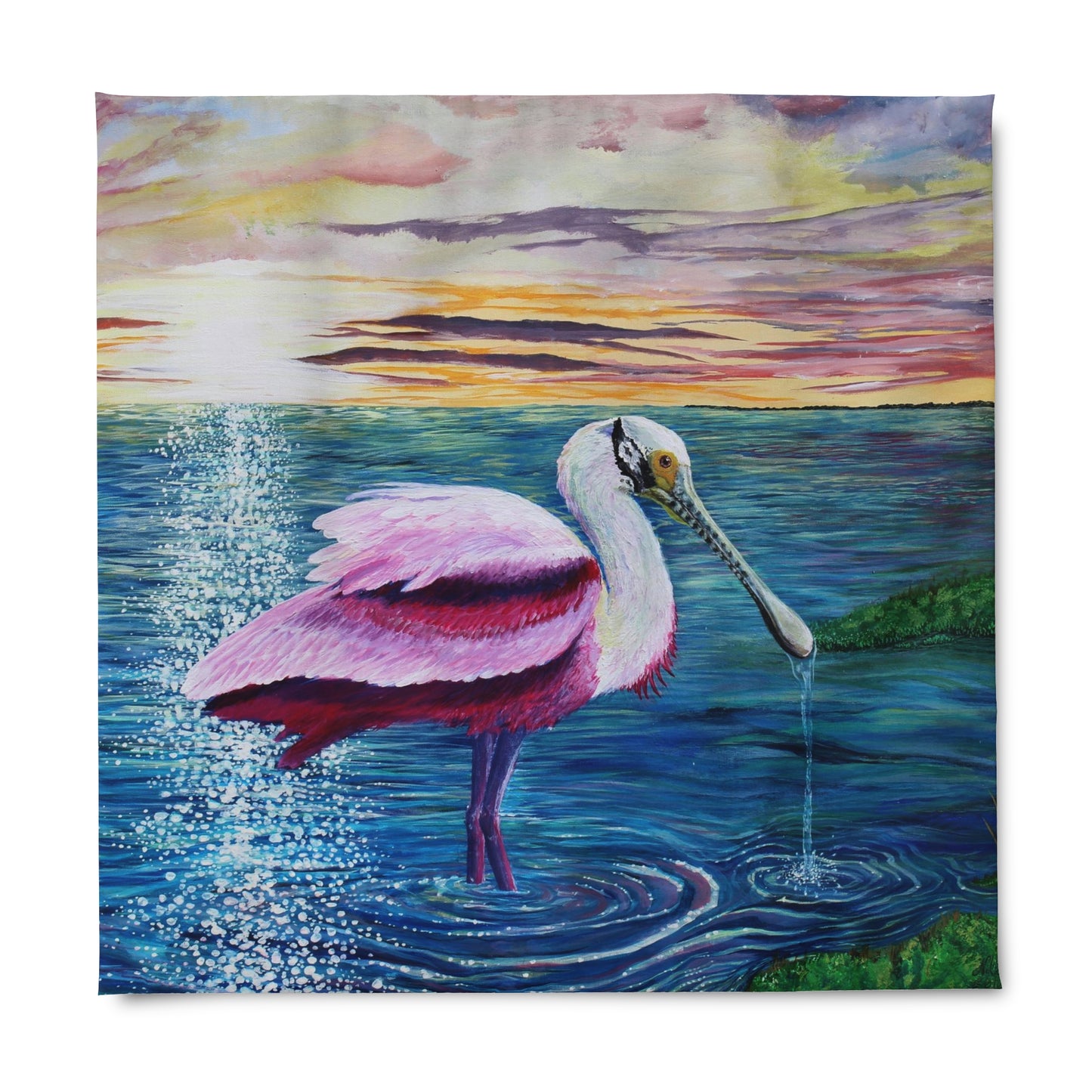 Roseate Spoonbill in the Sun Art Duvet Cover