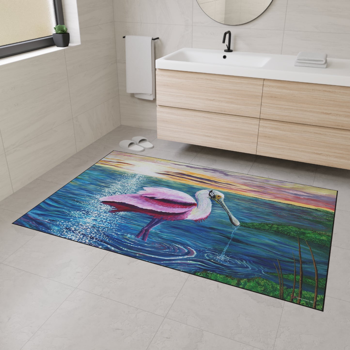 Spoonbill in the Sun Heavy Duty Floor Mat