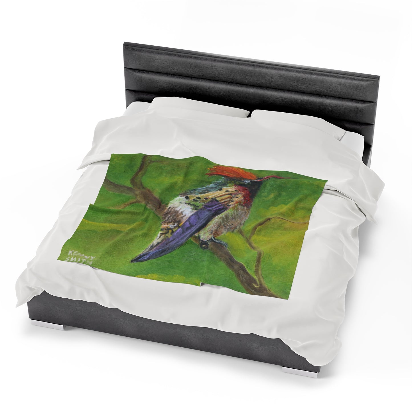 Velveteen Plush Blanket Costa Rican Hummingbird Art by Kenny Smith