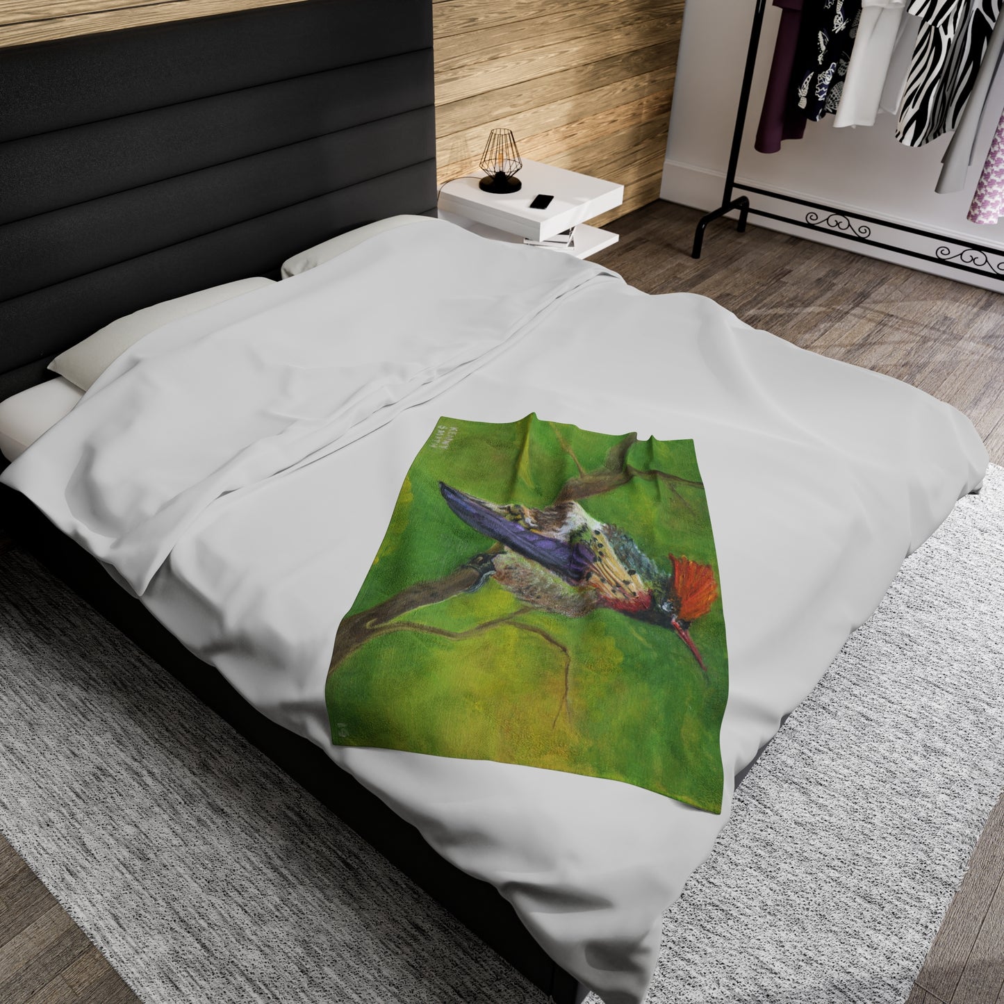 Velveteen Plush Blanket Costa Rican Hummingbird Art by Kenny Smith