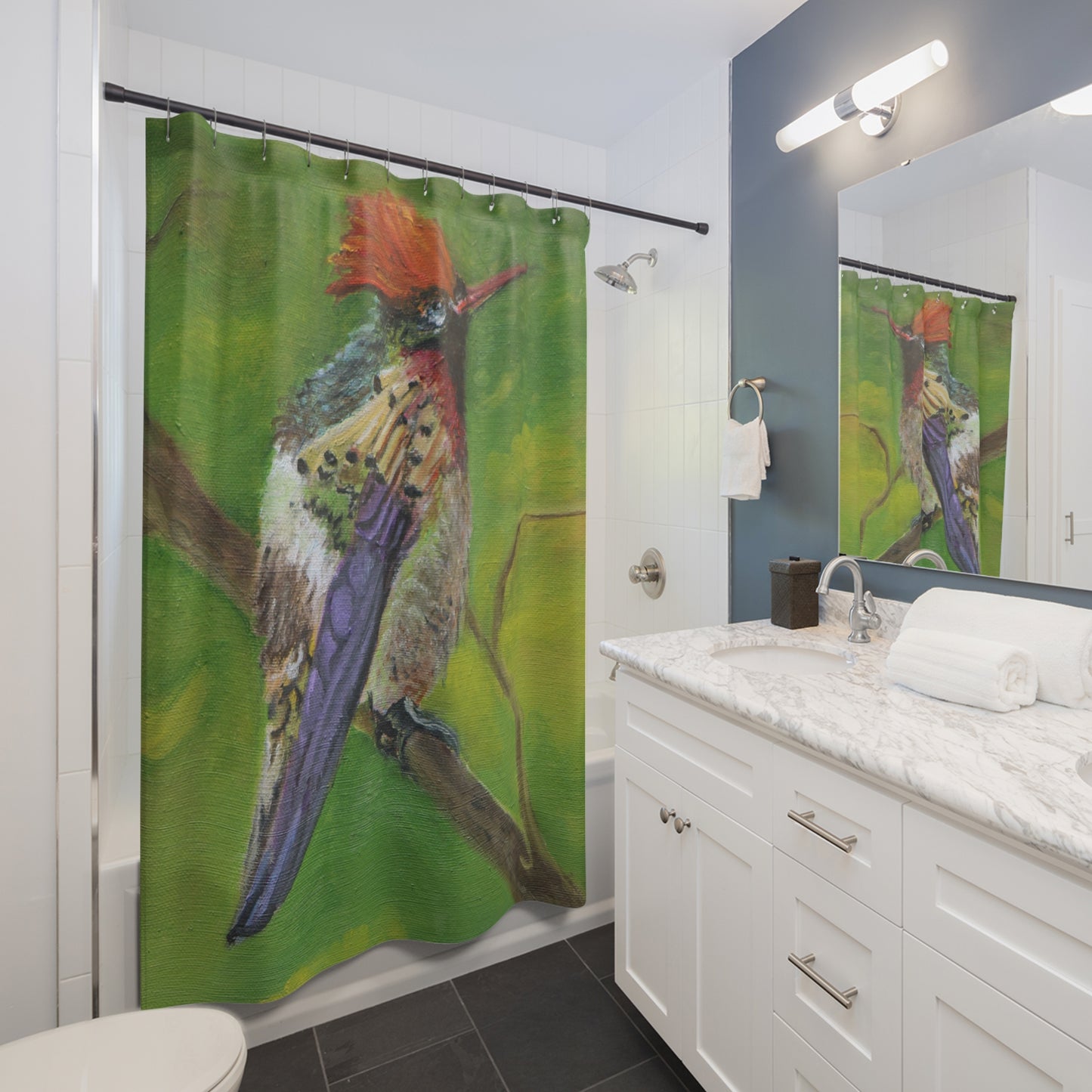 Costa Rican Hummingbird by Artist Kenny Smith - Shower Curtains