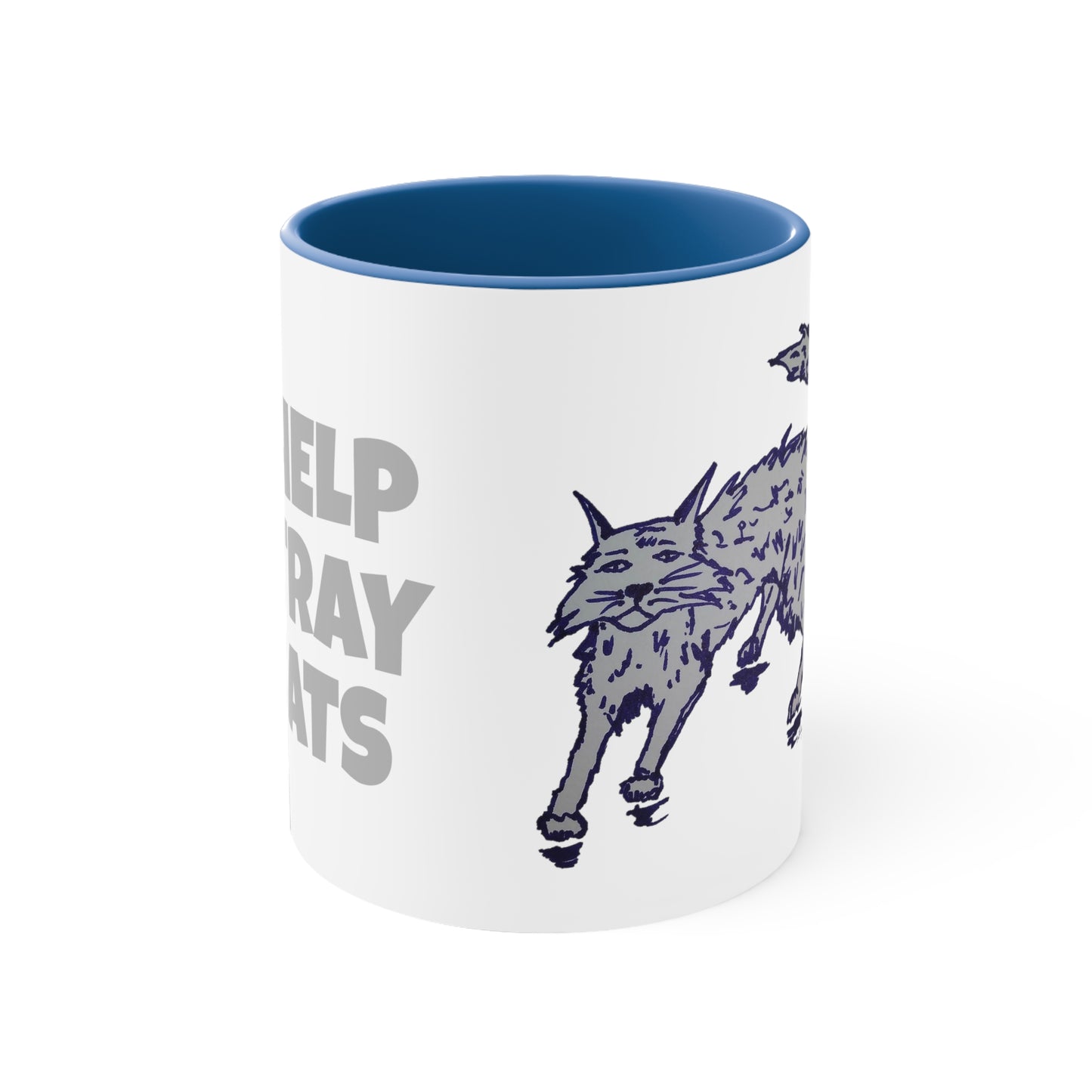 I HELP STRAY CATS Accent Coffee Mug, 11oz