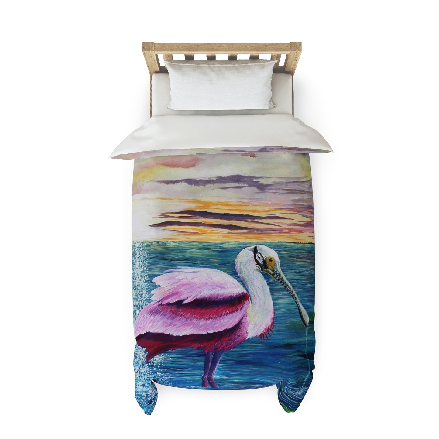 Roseate Spoonbill in the Sun Art Duvet Cover