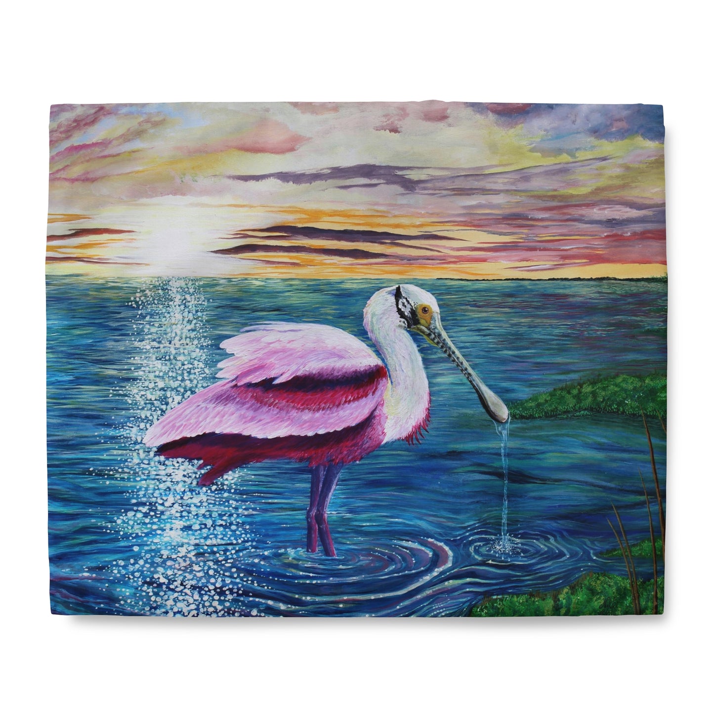 Roseate Spoonbill in the Sun Art Duvet Cover