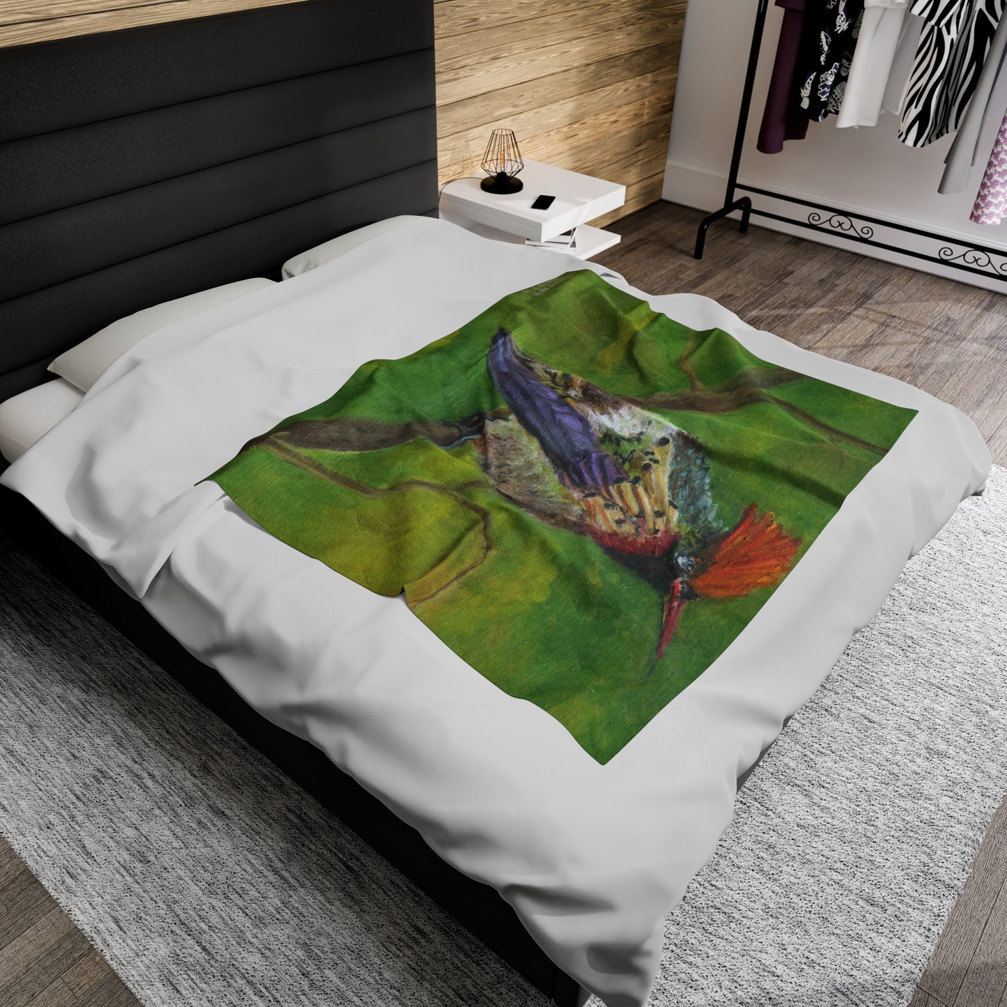 Velveteen Plush Blanket Costa Rican Hummingbird Art by Kenny Smith