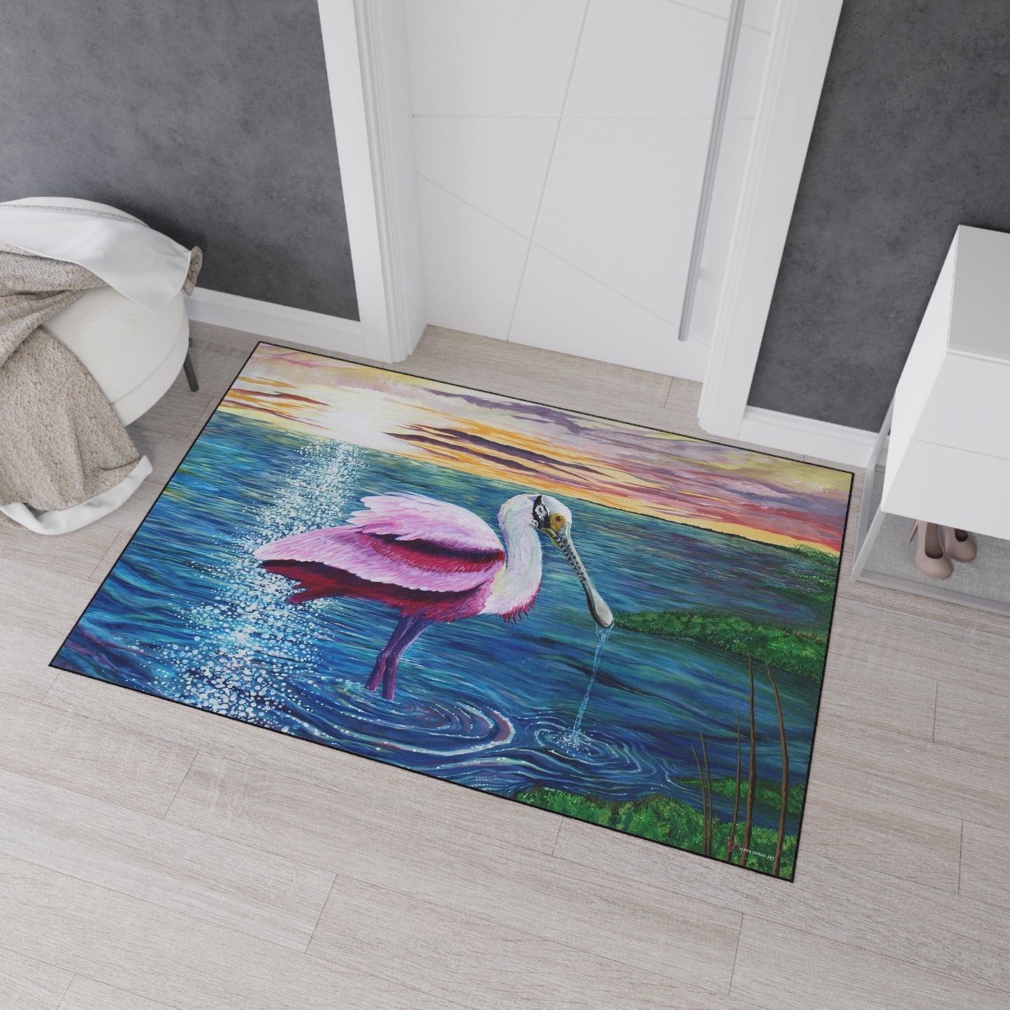 Spoonbill in the Sun Heavy Duty Floor Mat