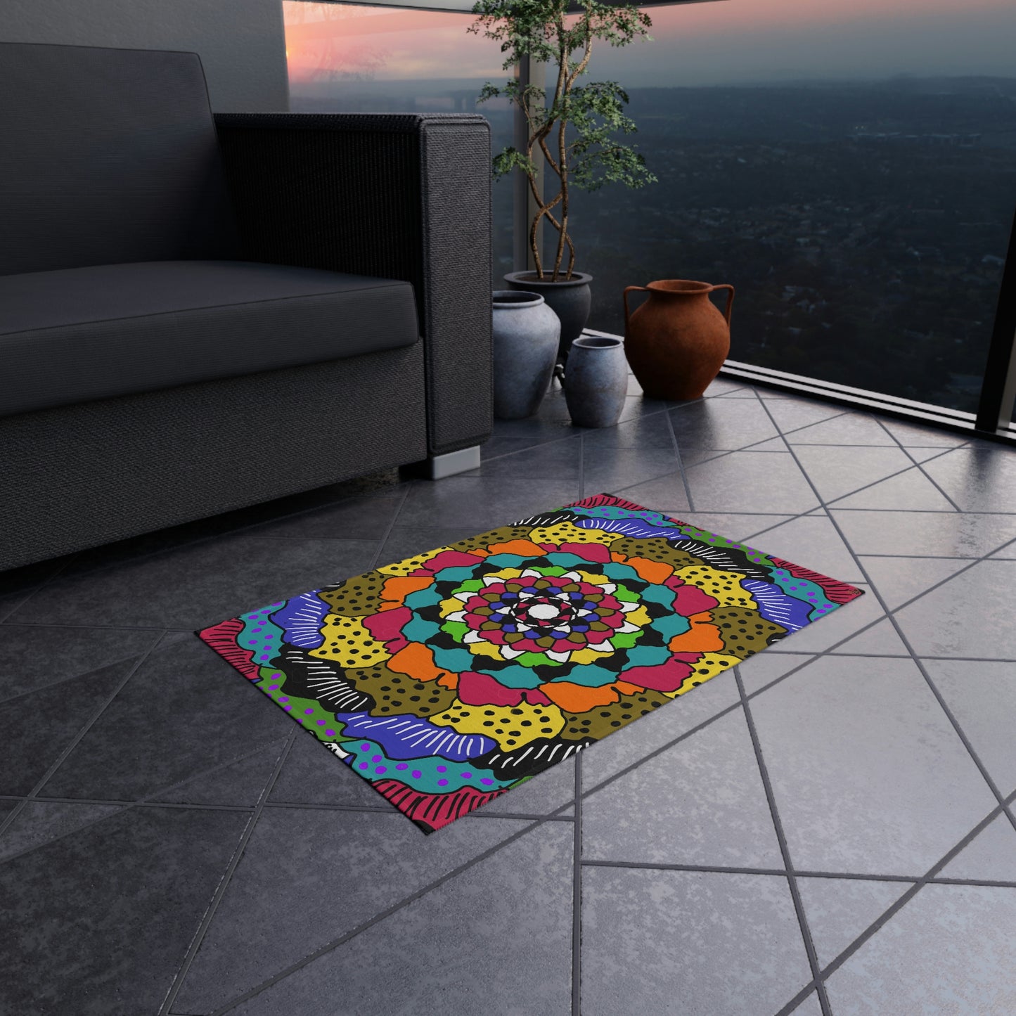 Kaleidoscope of Colors Art by Jan Outdoor Rug ♥ FREE SHIPPING