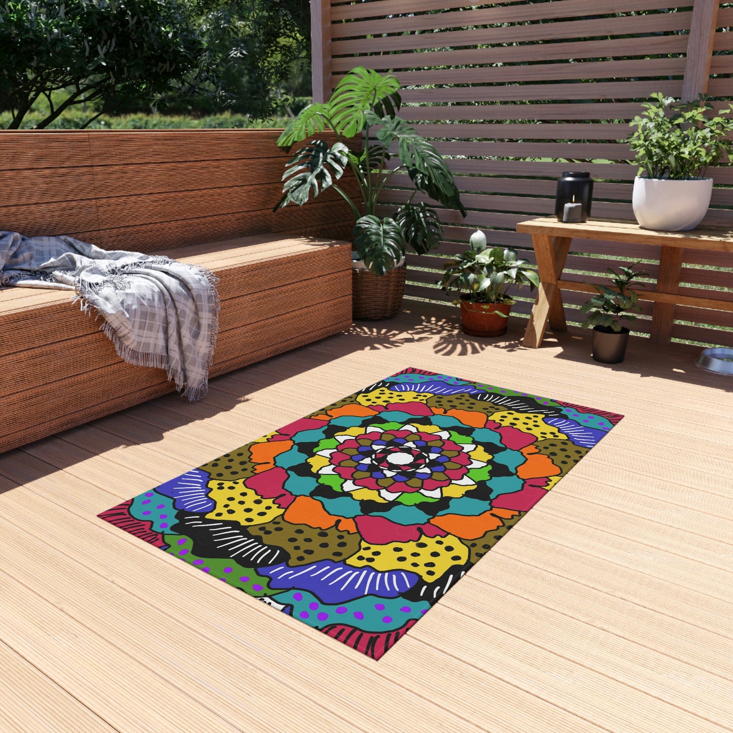 Kaleidoscope of Colors Art by Jan Outdoor Rug ♥ FREE SHIPPING