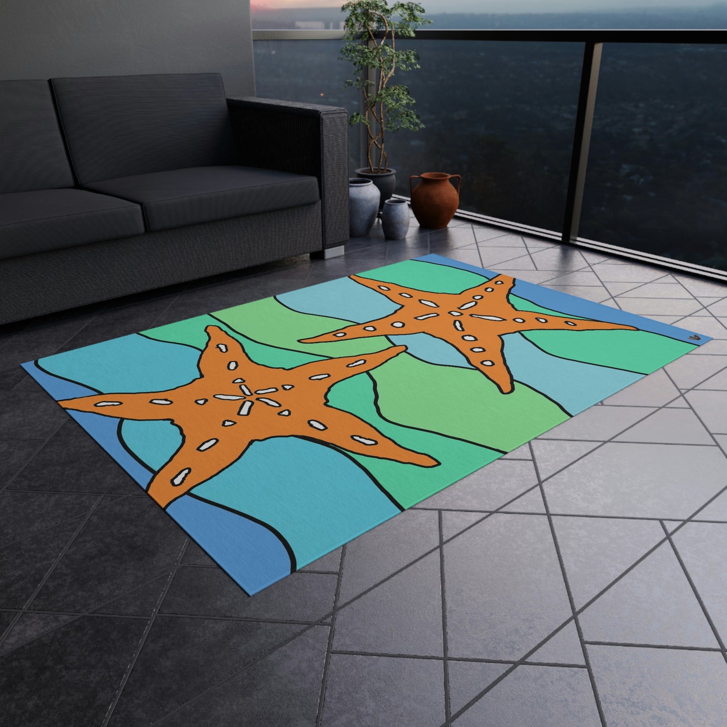 Starfish Art by Jan Outdoor Rug ♥ FREE SHIPPING