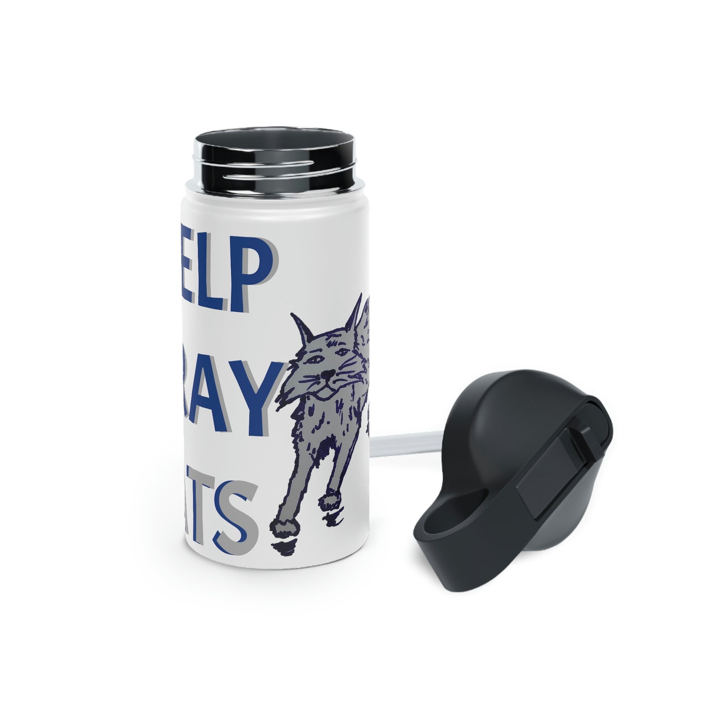 I HELP STRAY CATS Stainless Steel Water Bottle, Standard Lid