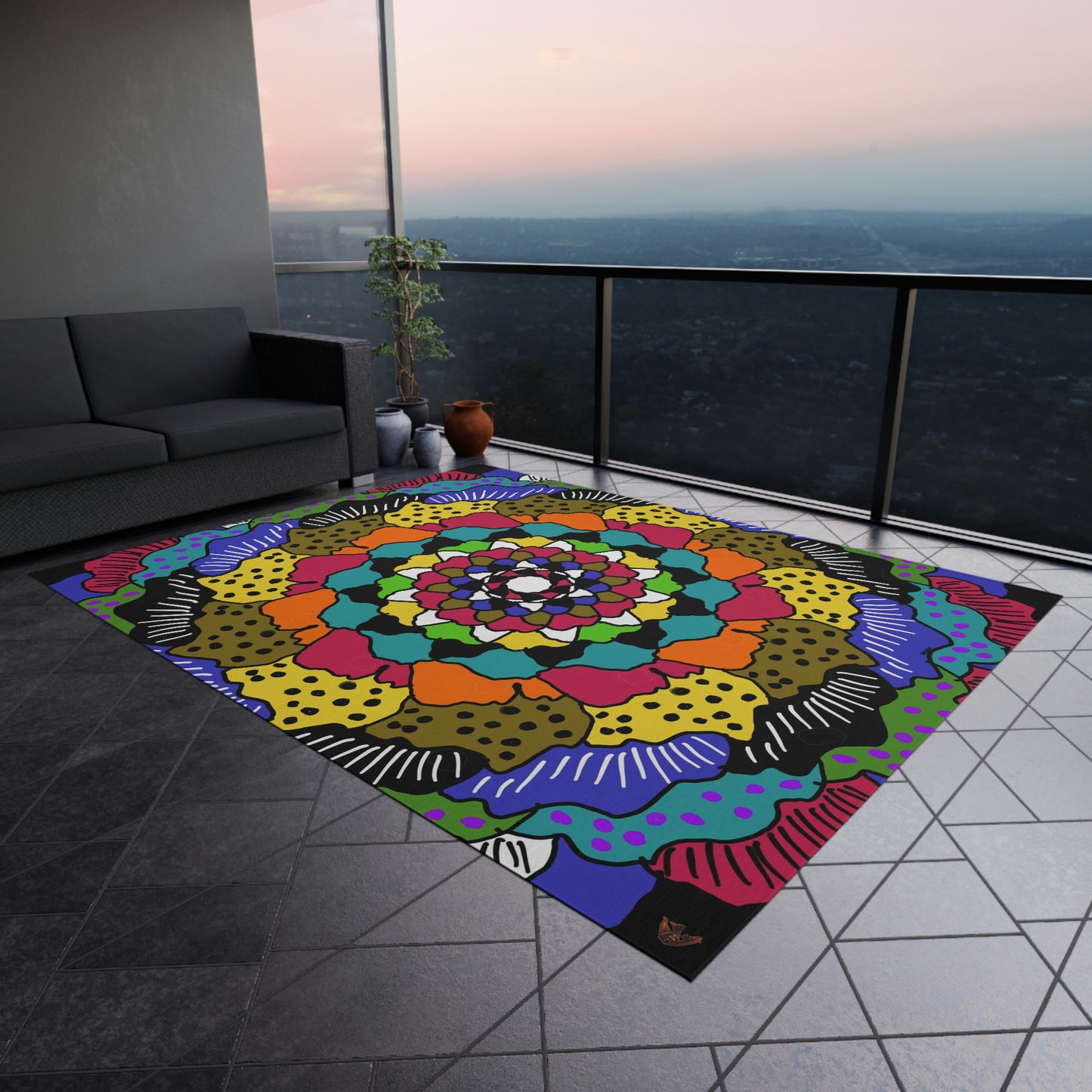 Kaleidoscope of Colors Art by Jan Outdoor Rug ♥ FREE SHIPPING