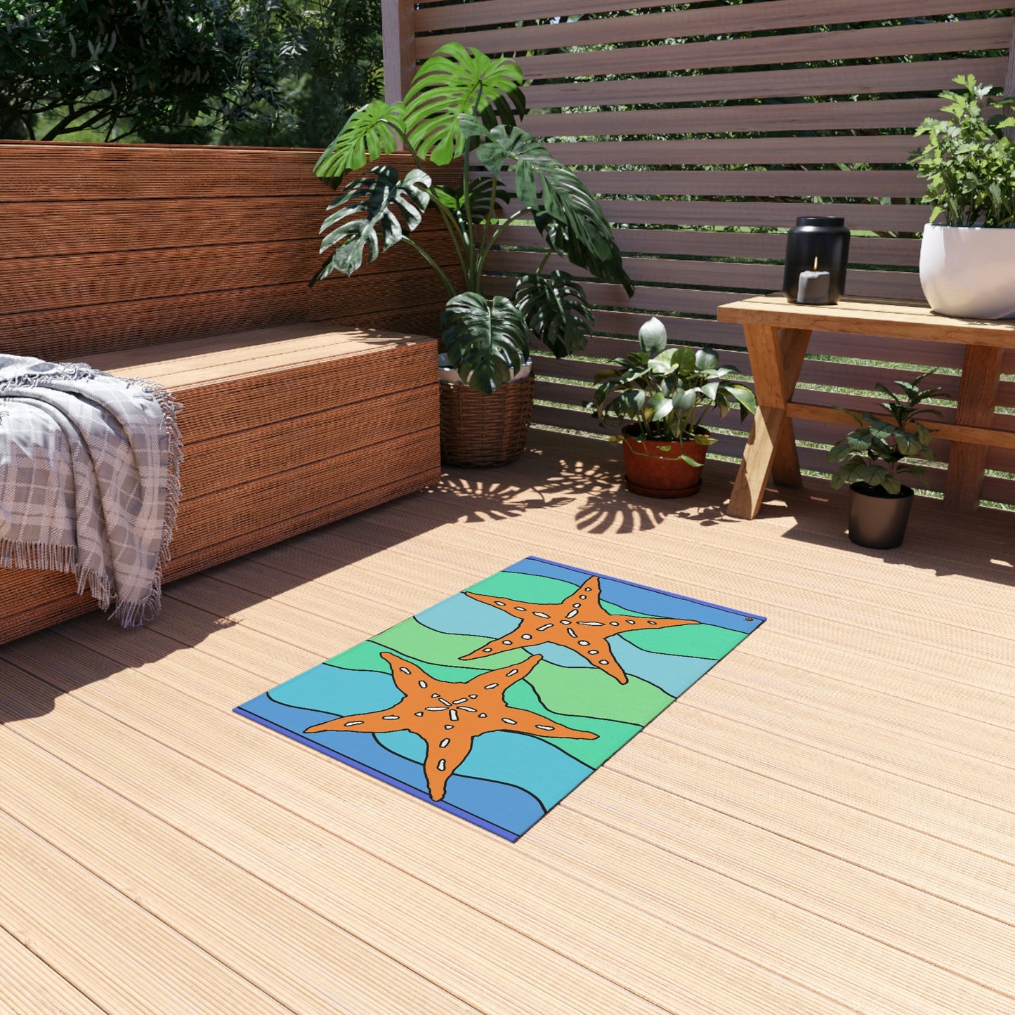 Starfish Art by Jan Outdoor Rug ♥ FREE SHIPPING