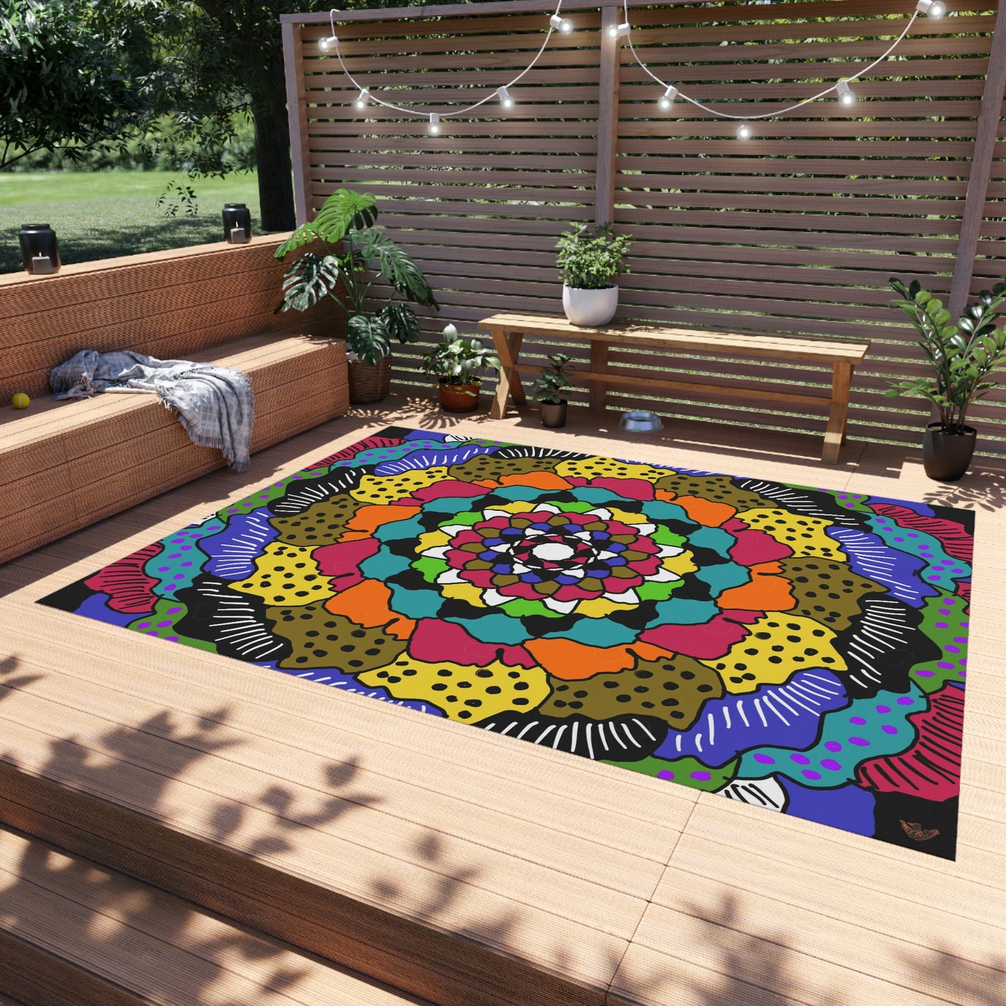 Kaleidoscope of Colors Art by Jan Outdoor Rug ♥ FREE SHIPPING