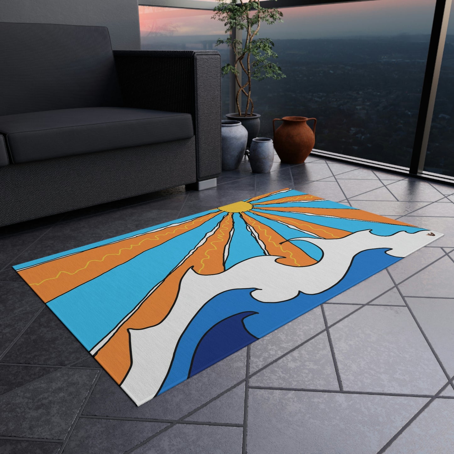 Ocean Sunrise Art by Jan Outdoor Rug ♥ FREE SHIPPING