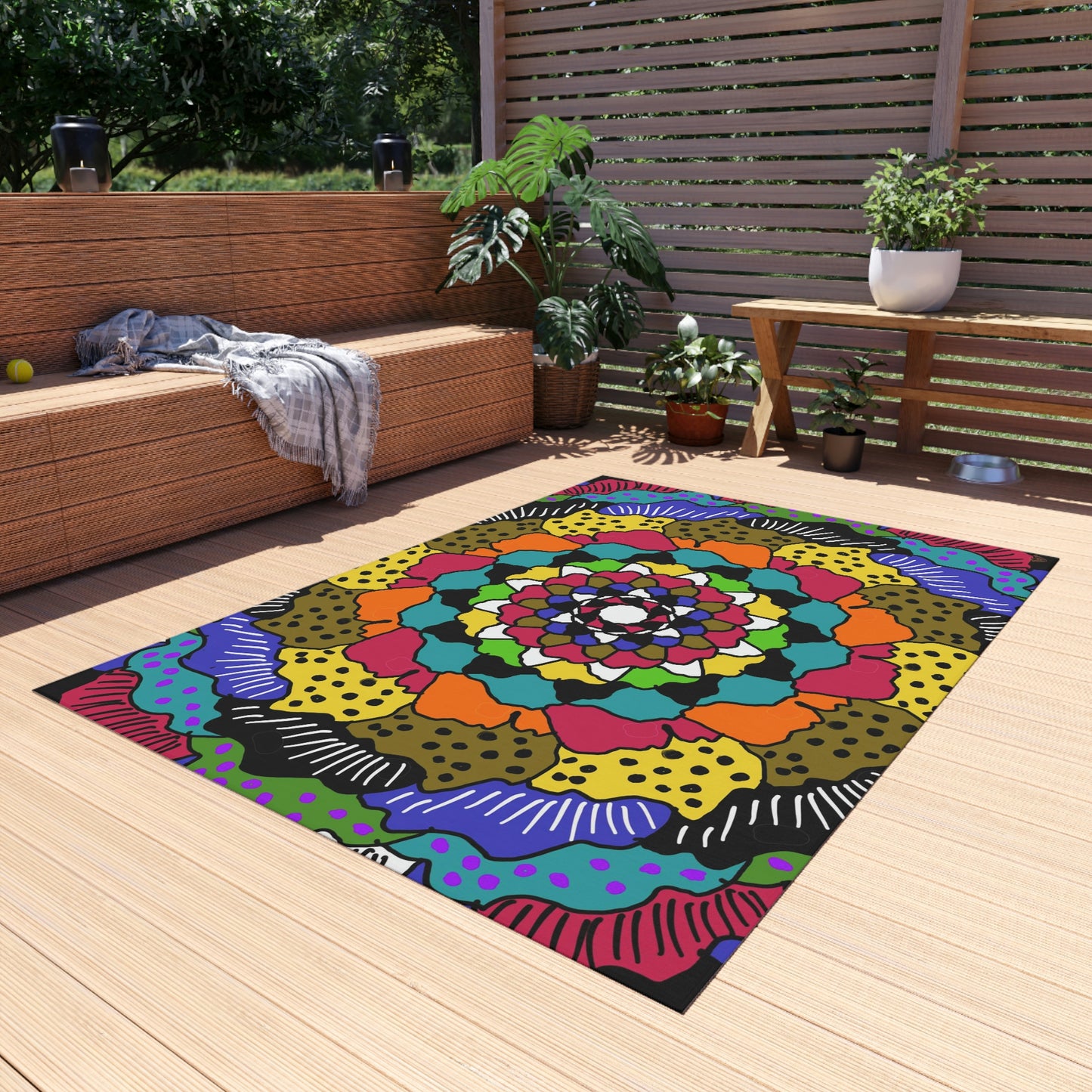 Kaleidoscope of Colors Art by Jan Outdoor Rug ♥ FREE SHIPPING