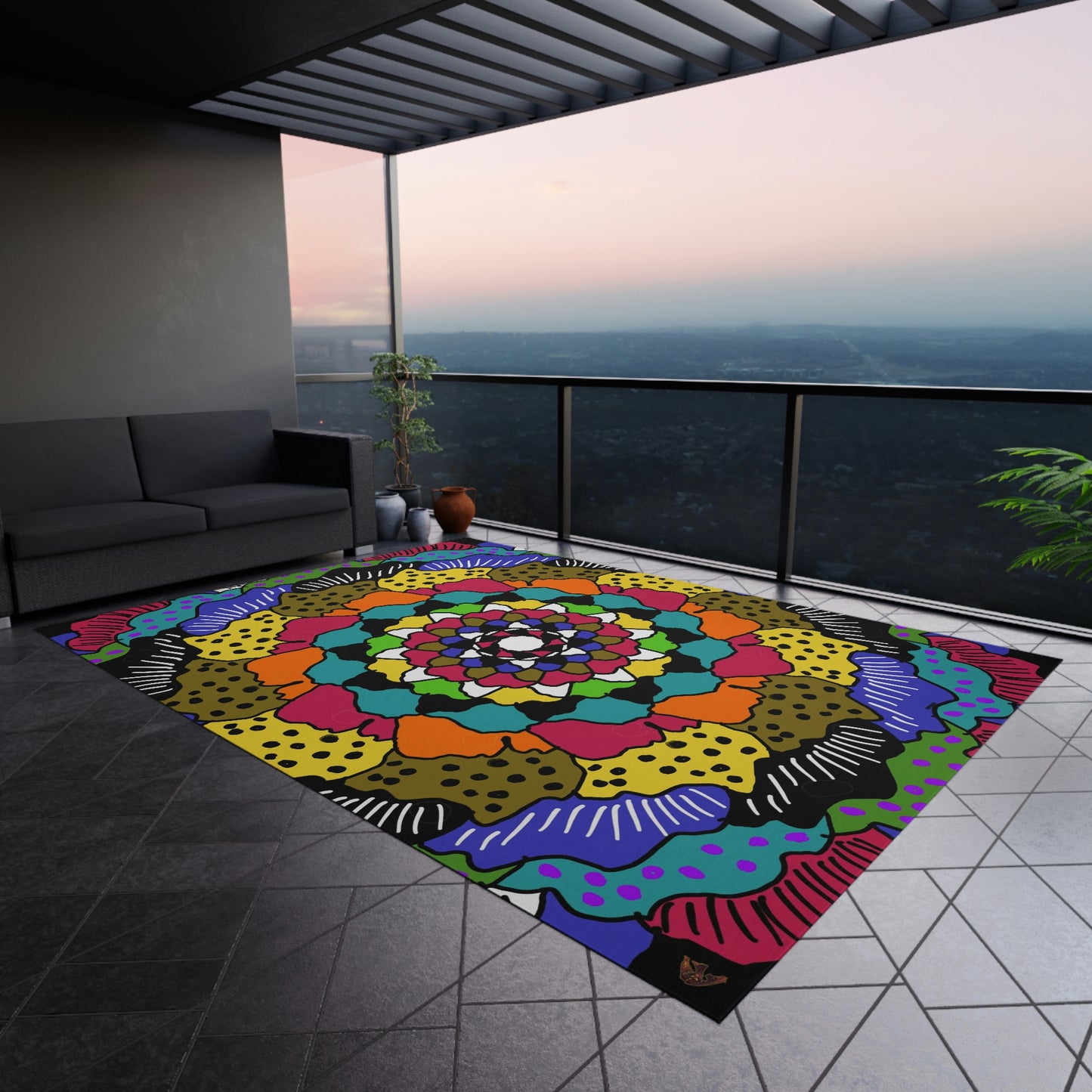 Kaleidoscope of Colors Art by Jan Outdoor Rug ♥ FREE SHIPPING