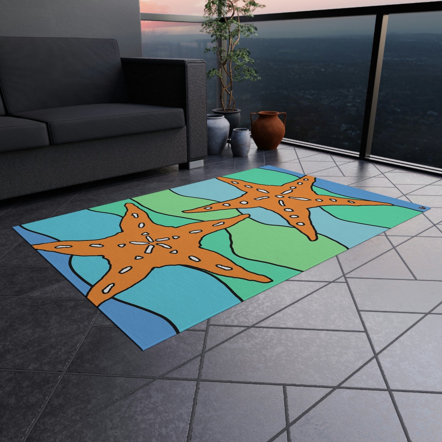 Starfish Art by Jan Outdoor Rug ♥ FREE SHIPPING