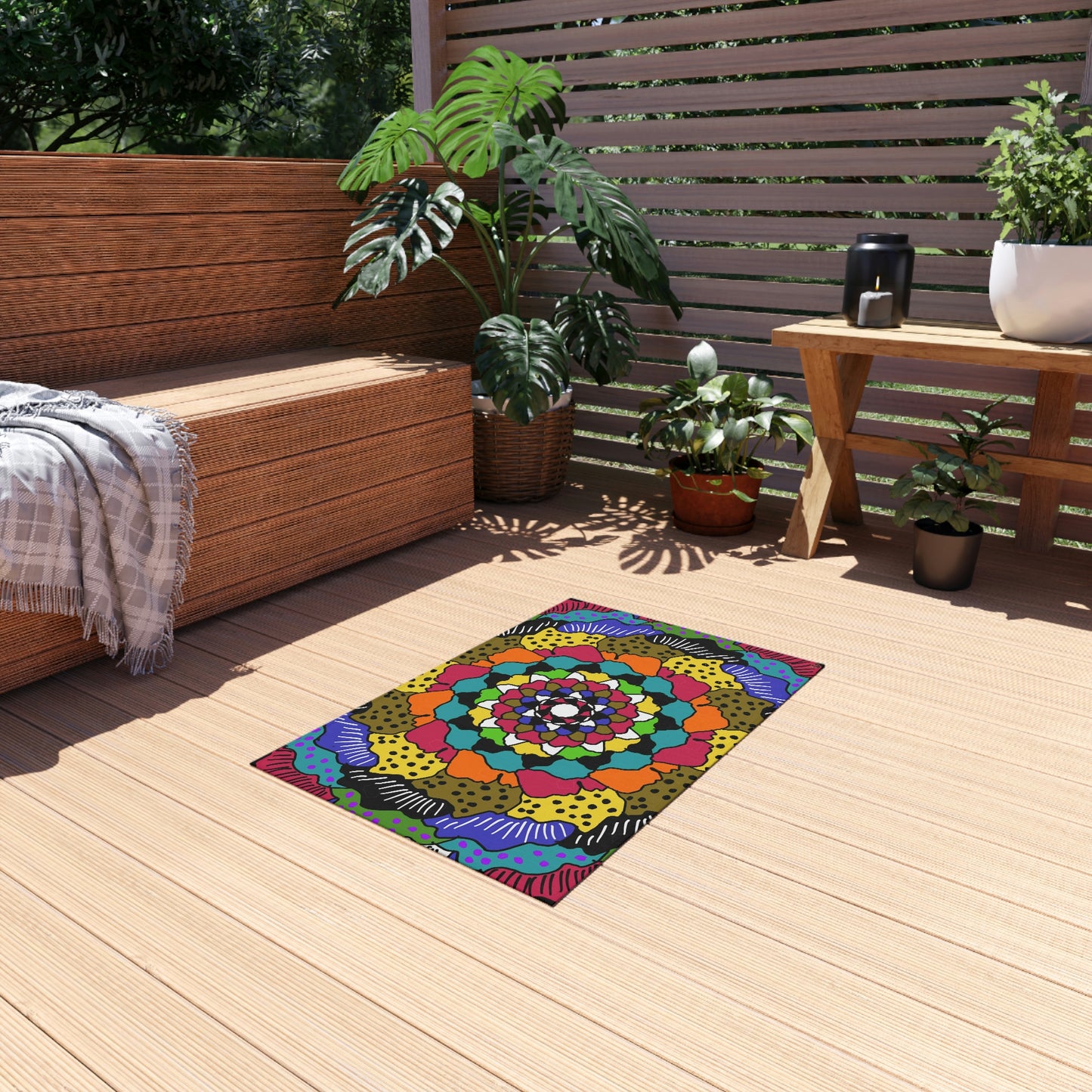 Kaleidoscope of Colors Art by Jan Outdoor Rug ♥ FREE SHIPPING