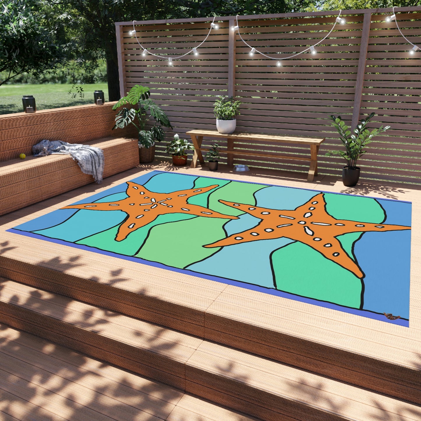 Starfish Art by Jan Outdoor Rug ♥ FREE SHIPPING