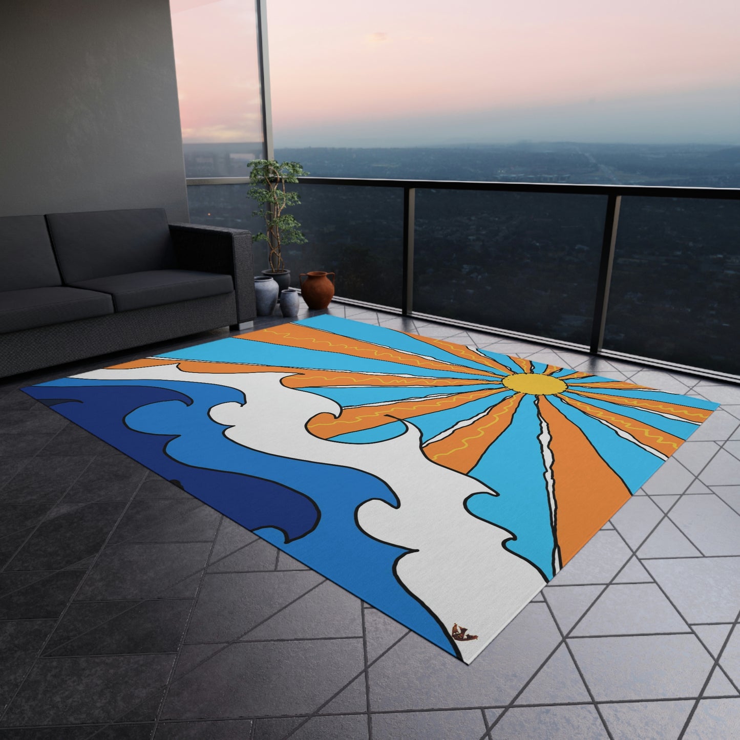 Ocean Sunrise Art by Jan Outdoor Rug ♥ FREE SHIPPING