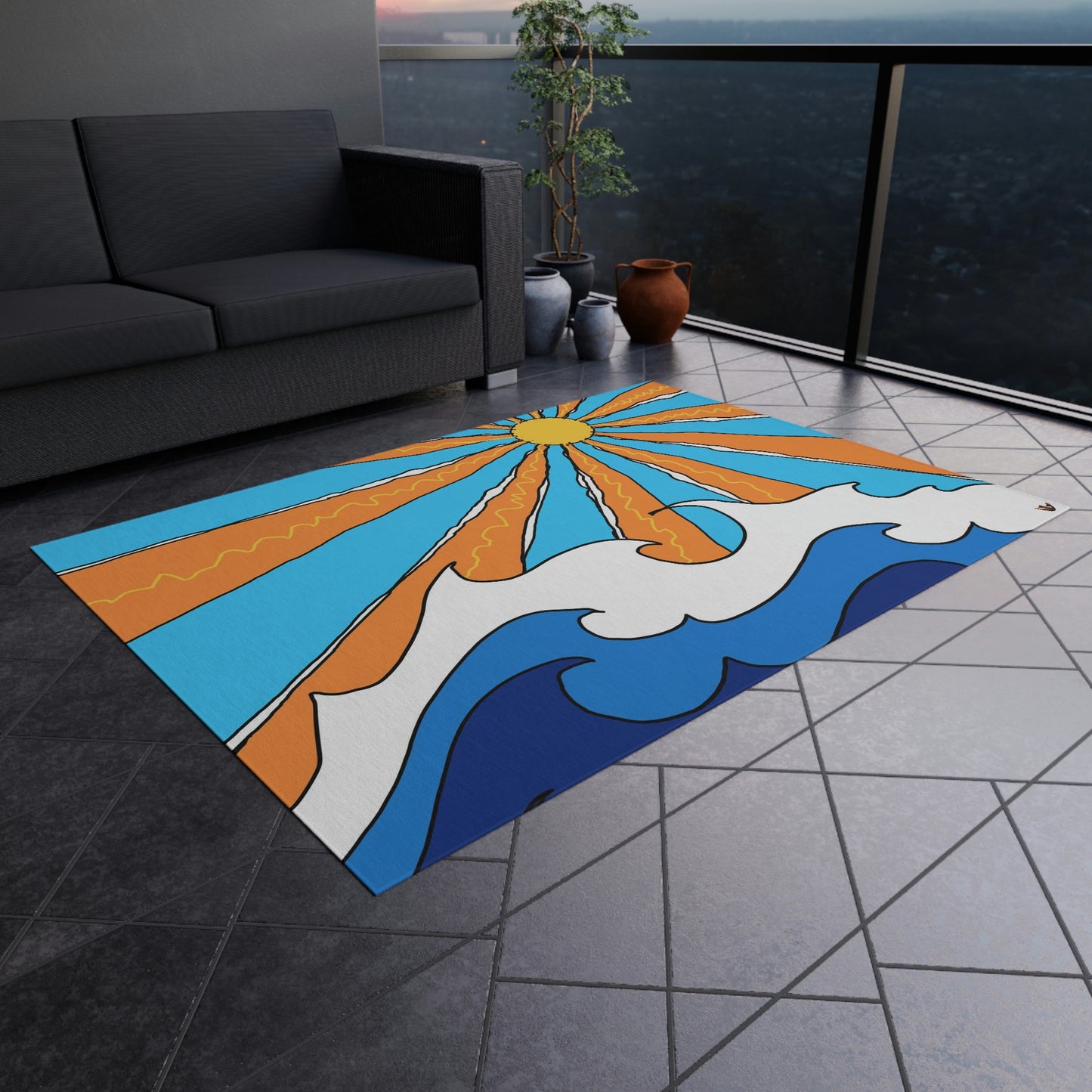 Ocean Sunrise Art by Jan Outdoor Rug ♥ FREE SHIPPING