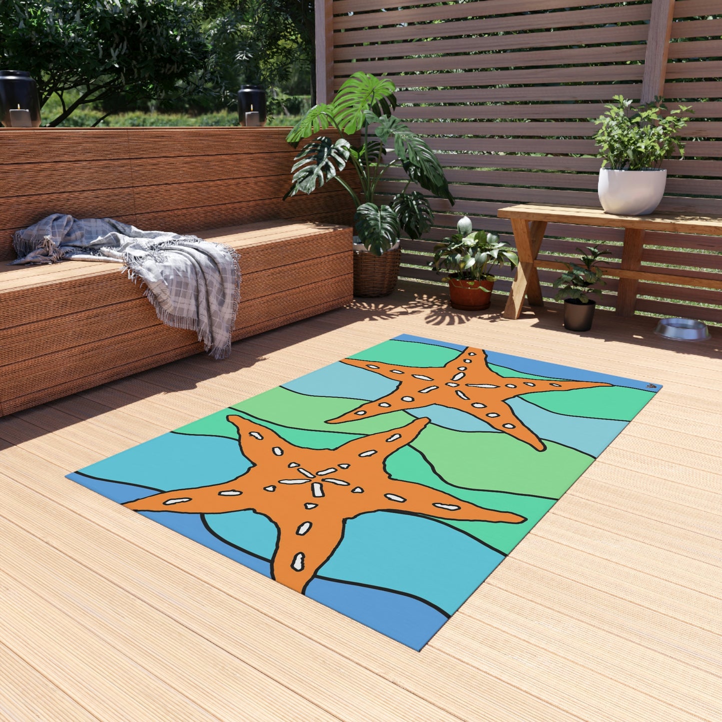 Starfish Art by Jan Outdoor Rug ♥ FREE SHIPPING