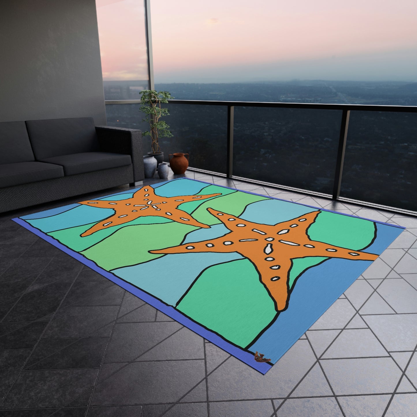 Starfish Art by Jan Outdoor Rug ♥ FREE SHIPPING