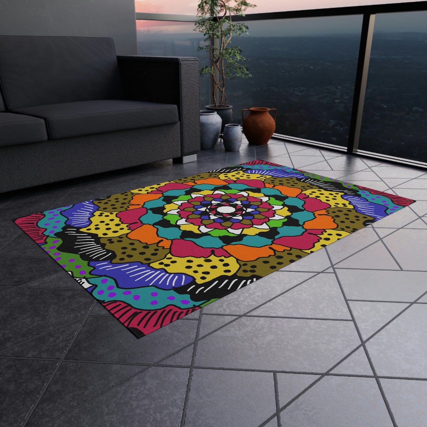 Kaleidoscope of Colors Art by Jan Outdoor Rug ♥ FREE SHIPPING