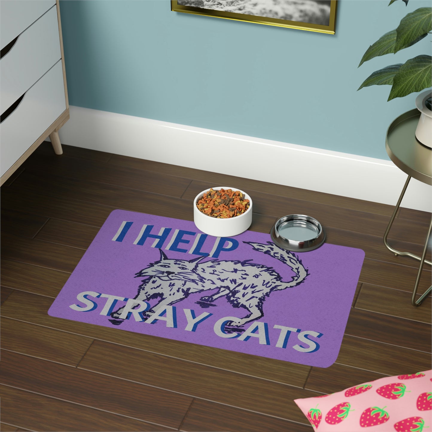 I HELP STRAY CATS Purple Pet Food Mat (12x18)