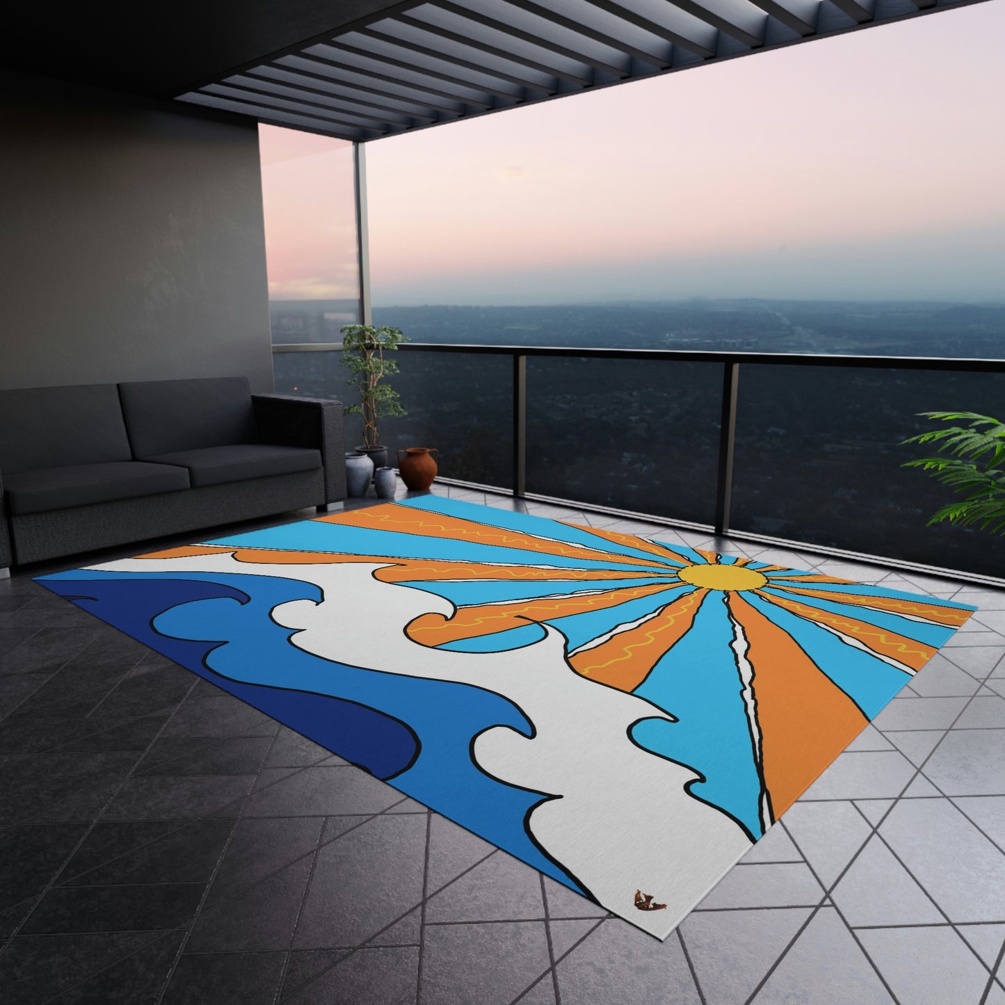 Ocean Sunrise Art by Jan Outdoor Rug ♥ FREE SHIPPING