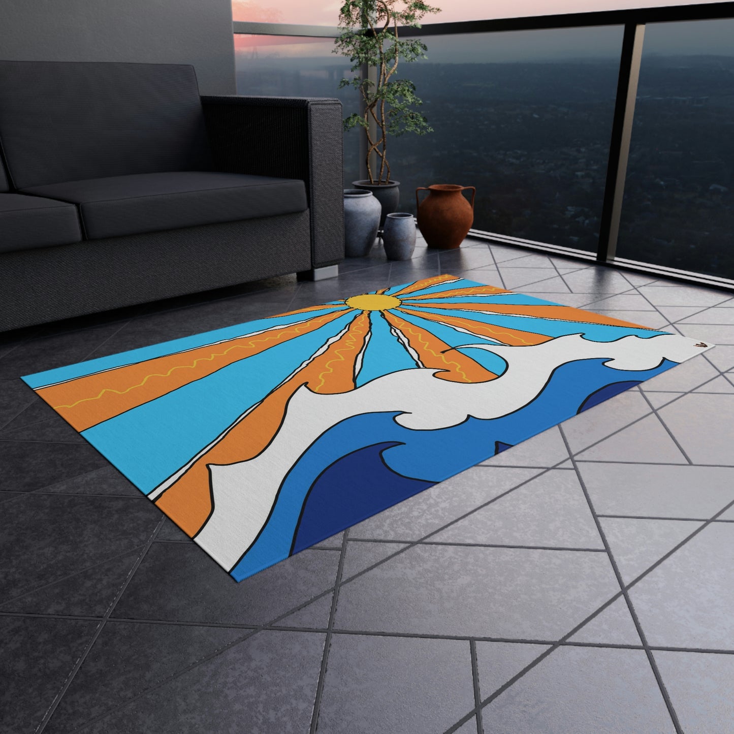 Ocean Sunrise Art by Jan Outdoor Rug ♥ FREE SHIPPING