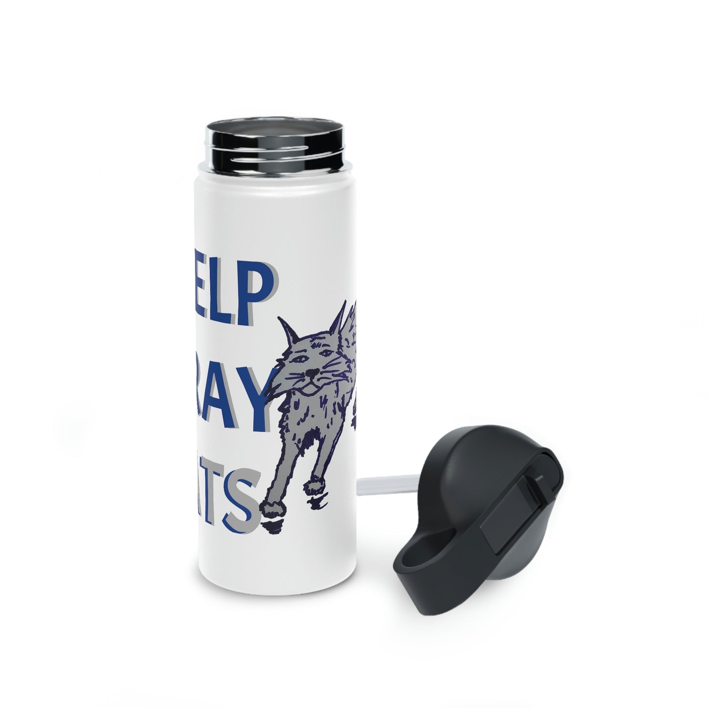 I HELP STRAY CATS Stainless Steel Water Bottle, Standard Lid