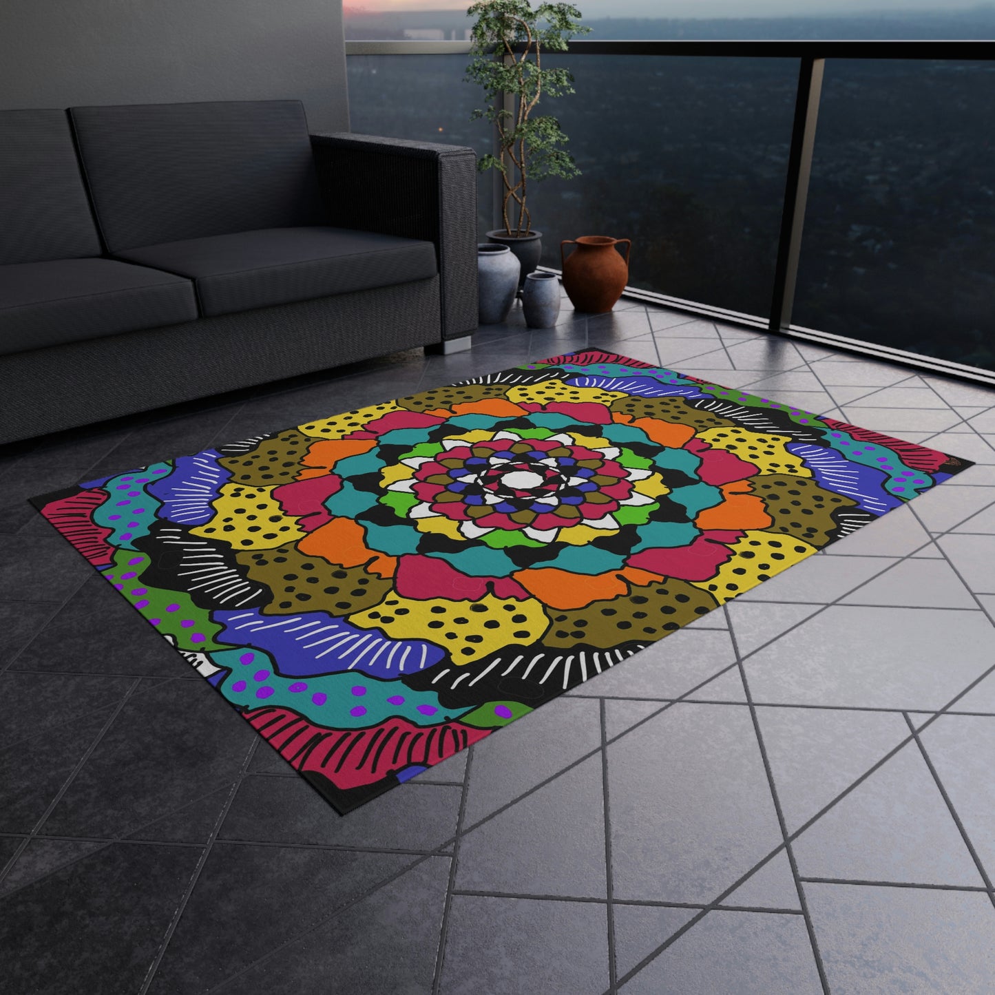 Kaleidoscope of Colors Art by Jan Outdoor Rug ♥ FREE SHIPPING