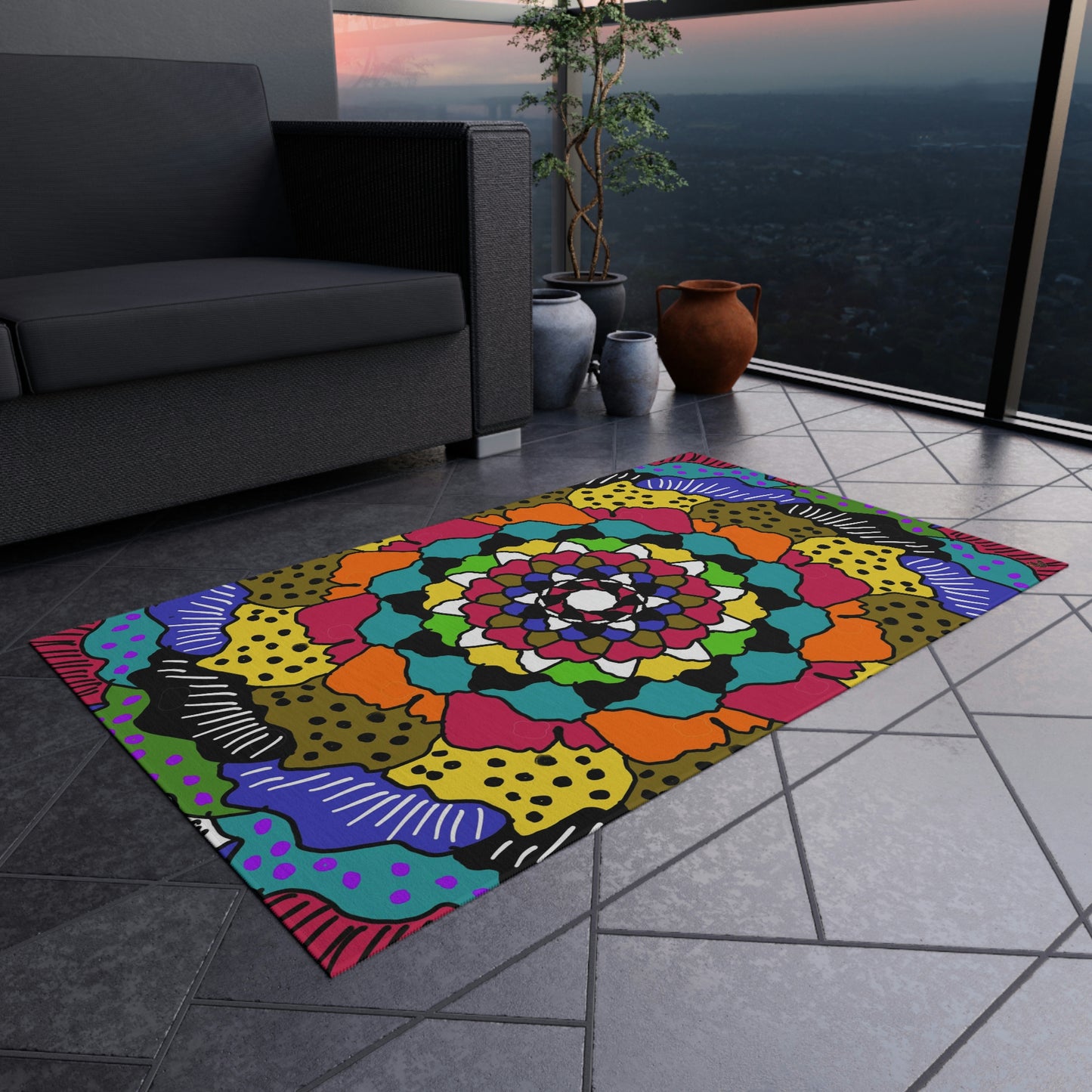 Kaleidoscope of Colors Art by Jan Outdoor Rug ♥ FREE SHIPPING