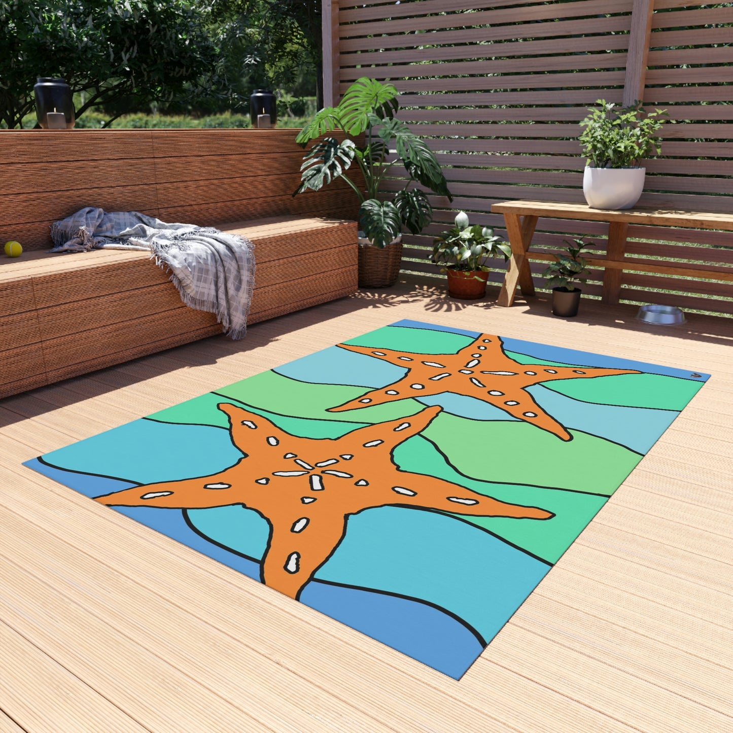 Starfish Art by Jan Outdoor Rug ♥ FREE SHIPPING