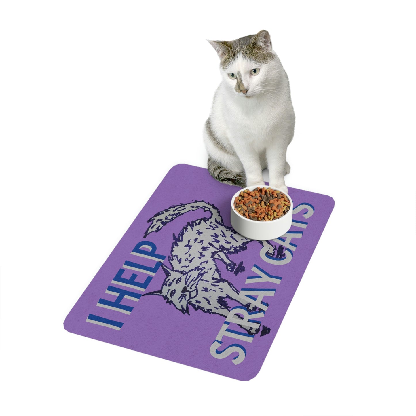 I HELP STRAY CATS Purple Pet Food Mat (12x18)