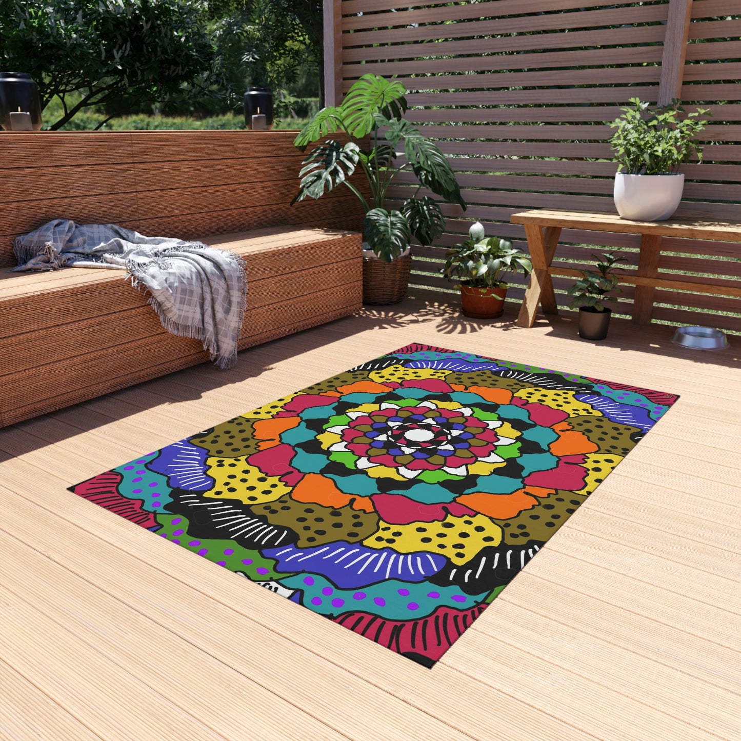 Kaleidoscope of Colors Art by Jan Outdoor Rug ♥ FREE SHIPPING