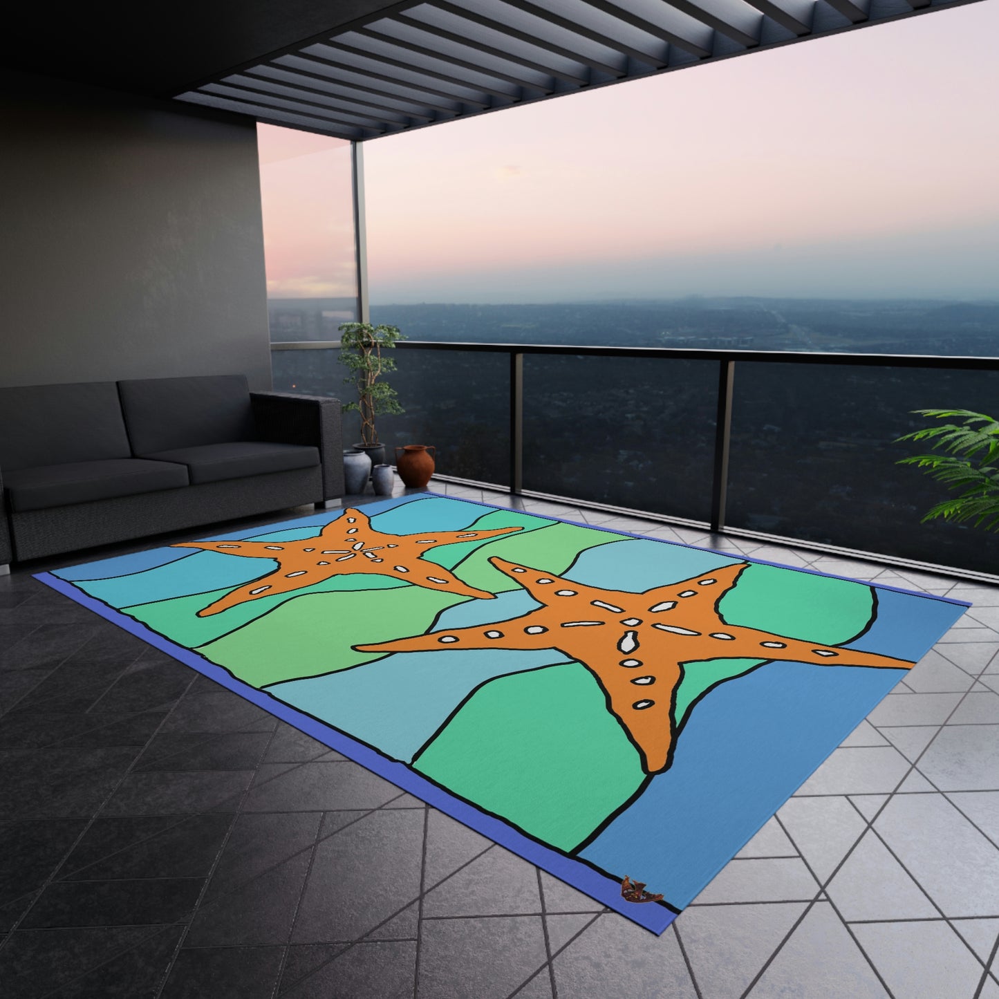 Starfish Art by Jan Outdoor Rug ♥ FREE SHIPPING