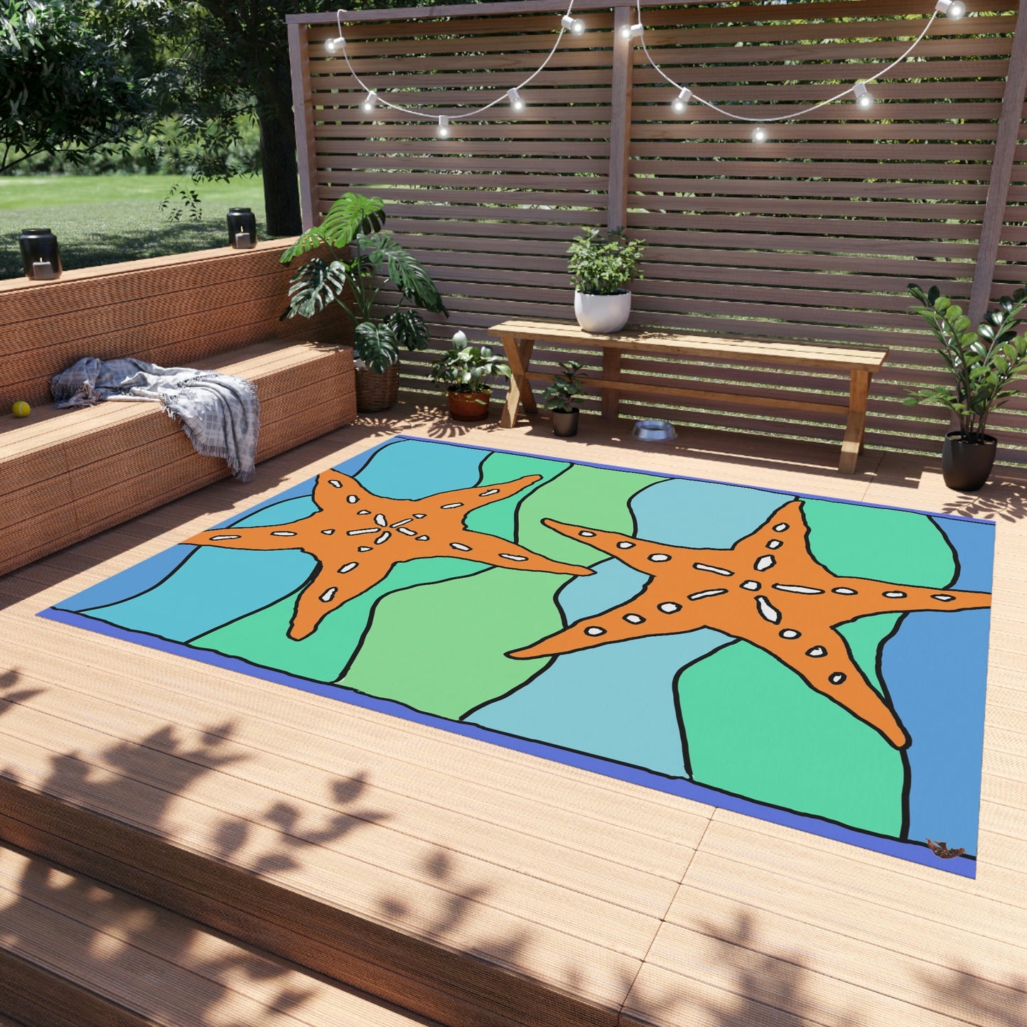 Starfish Art by Jan Outdoor Rug ♥ FREE SHIPPING